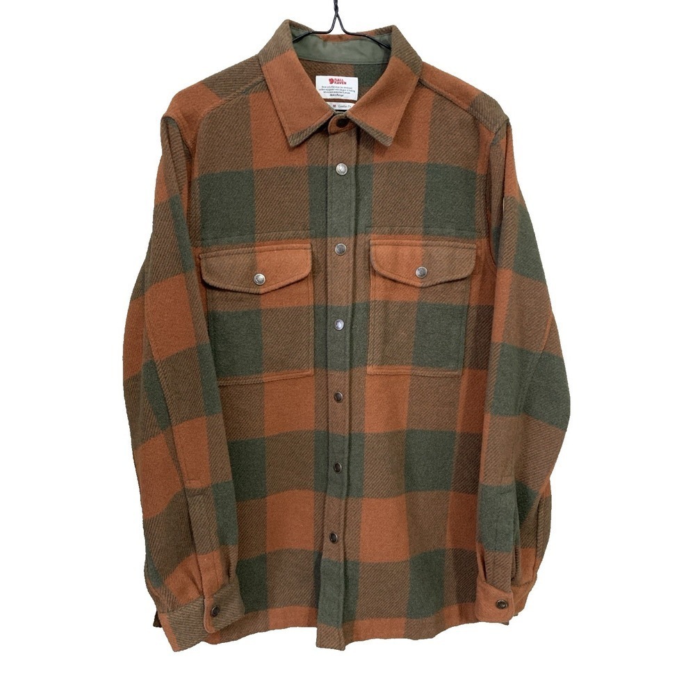 Fjallraven Canada Shirt in Autumn Leaf-Laurel Green Men's M Wool Blend Shacket - Picture 2 of 16